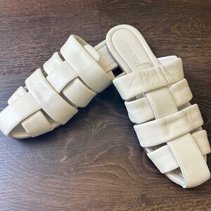 Jenni Kayne Cream Leather Sandals